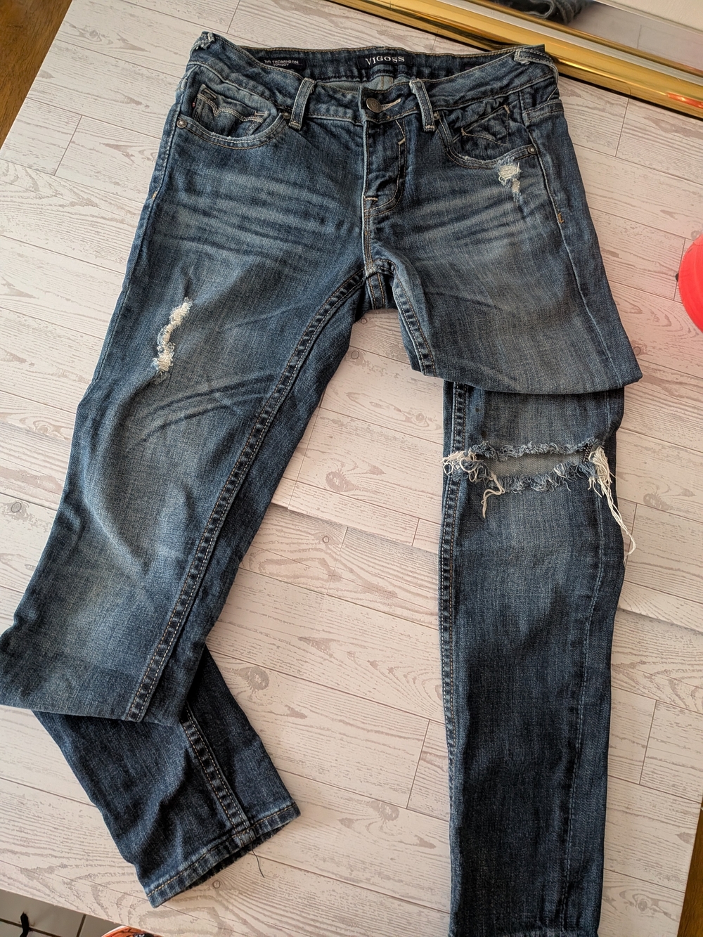 Women’s Distressed Dark Blue Jeans